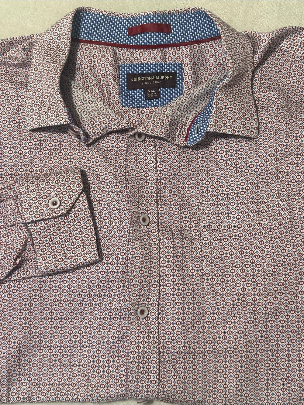 Johnston & Murphy Mens XXL Shirt Long Sleeve Geometric Medallion Print Cotton
